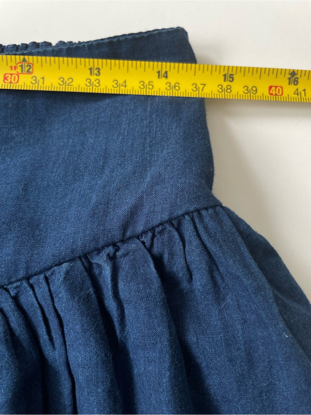 American Eagle NWT High-Waisted Ruffle Maxi Skirt M Blue Lace Boho Fall Denim - Picture 15 of 16